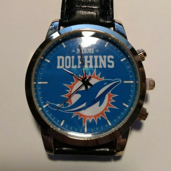 NFL Other - Miami Dolphins NFL Custom Leather Band Wrist Watch NEW!!